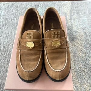 Miu miu suede penny loafers